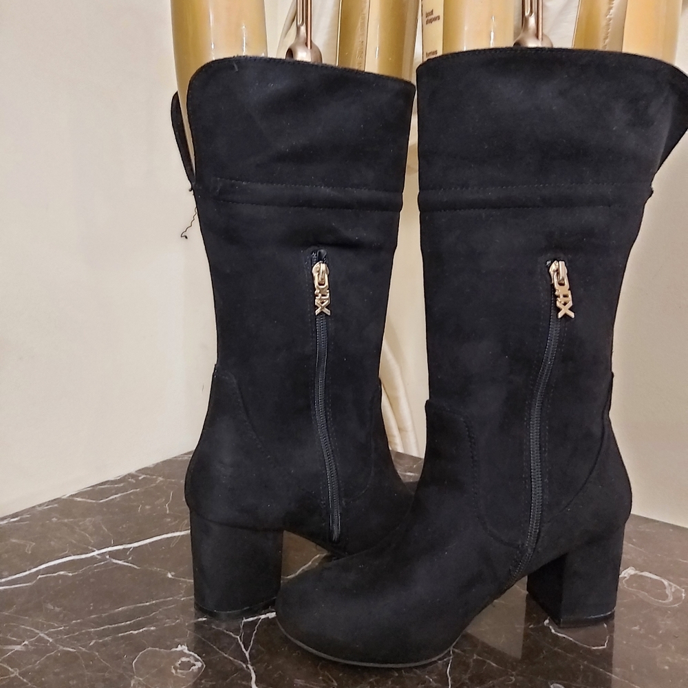 Knee-High Suede Boots with Heels